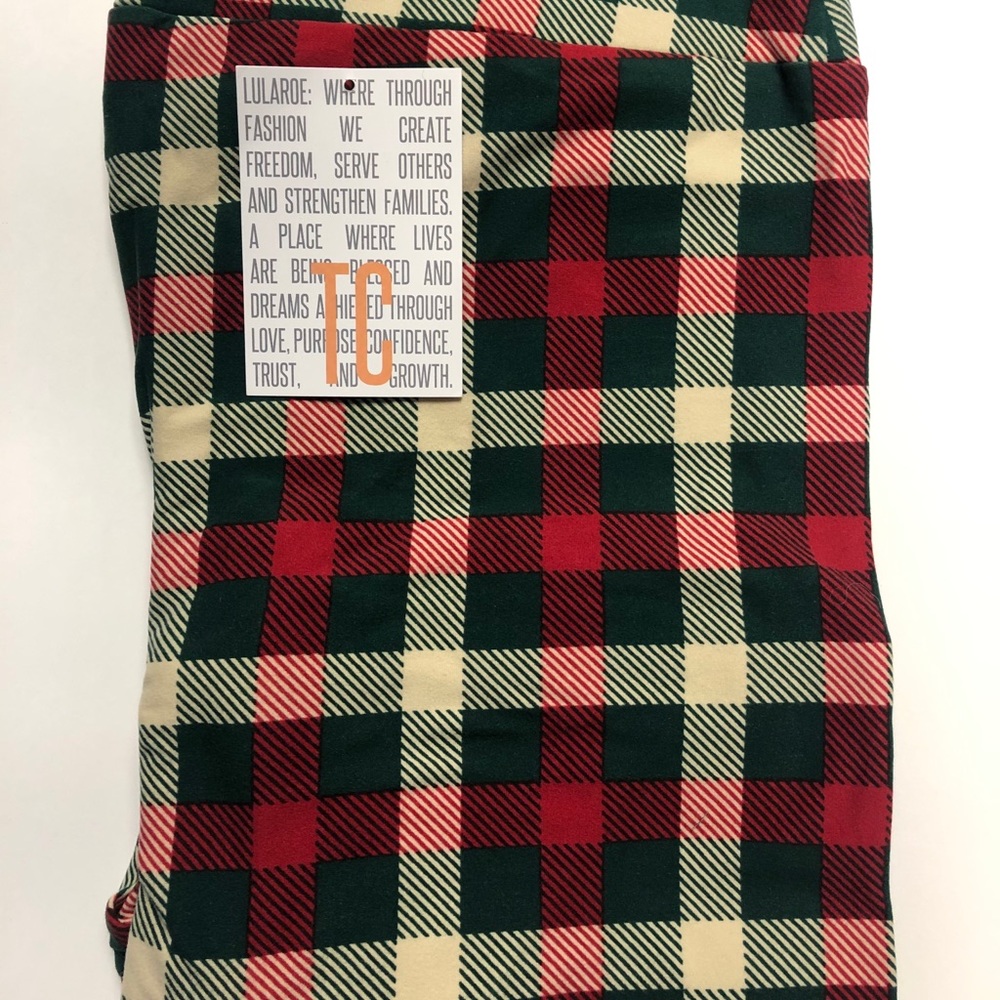 LuLaRoe Holiday Plaid Leggings- TC